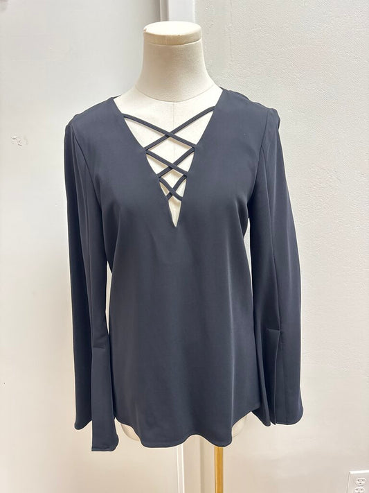 Ramy Brook Black Bell Sleeve Top NWT