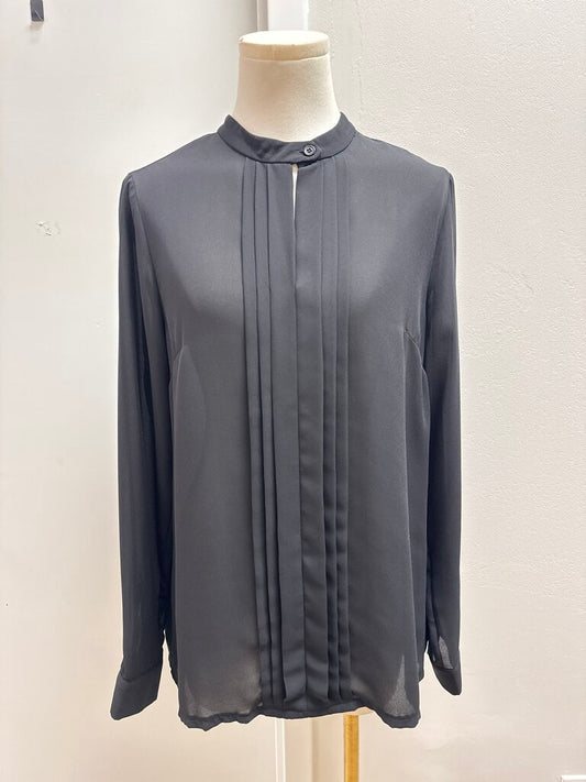 Rococo Black Pleated Front Blouse