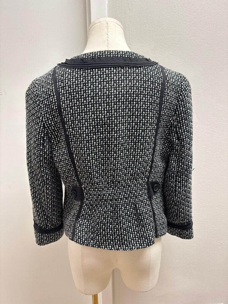 Sandro Black and White Tweed Cropped Jacket