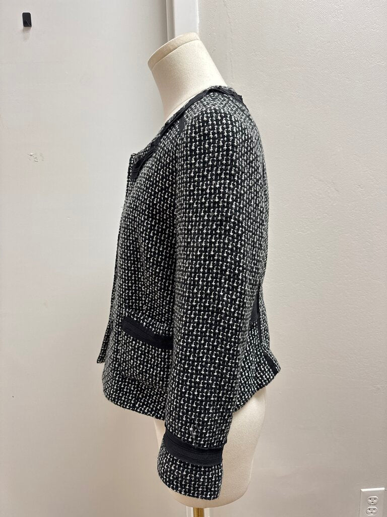 Sandro Black and White Tweed Cropped Jacket