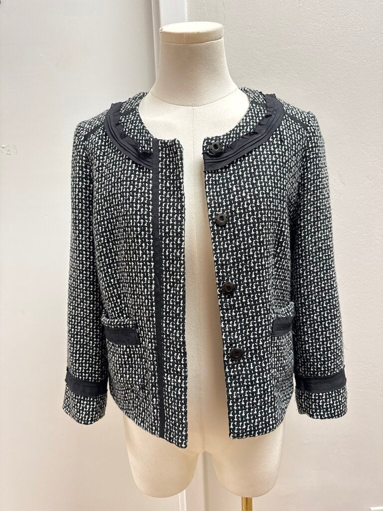 Sandro Black and White Tweed Cropped Jacket