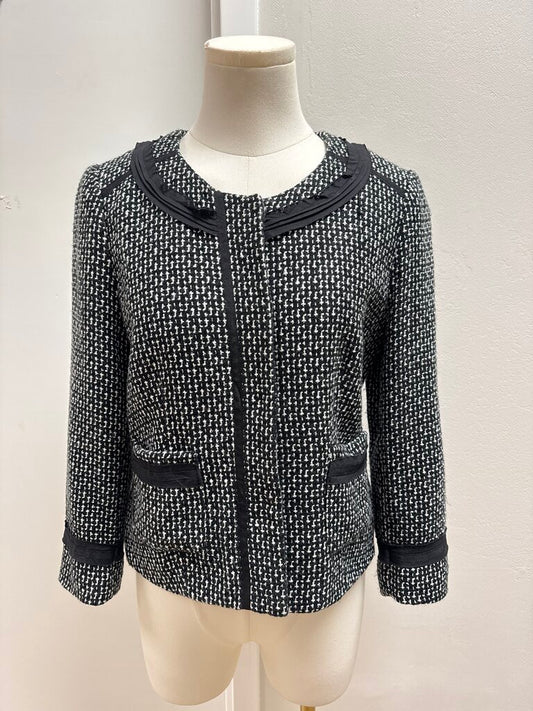 Sandro Black and White Tweed Cropped Jacket