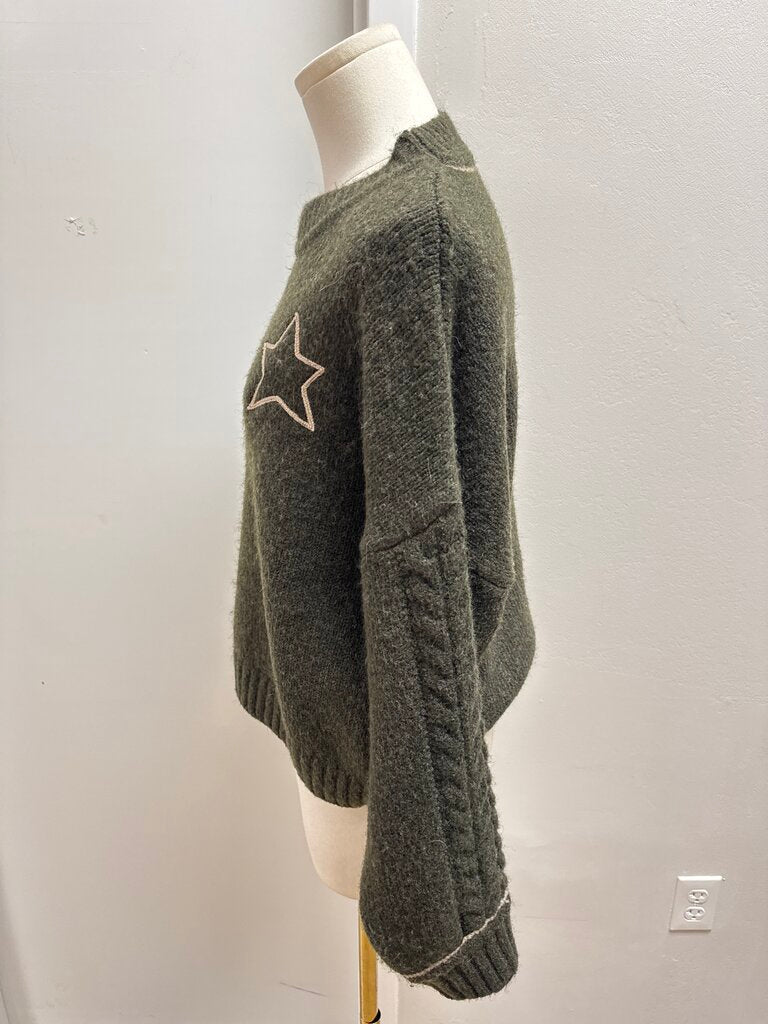Sundry Olive Star Sweater