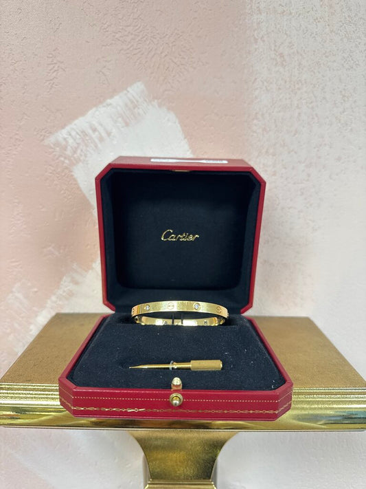 Cartier 18k and Diamond Love Bracelet w/Box (Retail $13,100)