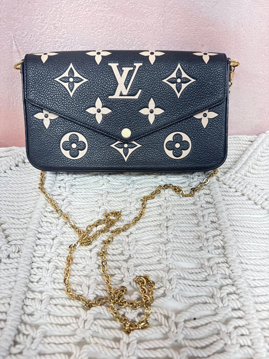 Louis Vuitton Bi-Color Black and Cream Giant Monogram Felicie Pochette Crossbody