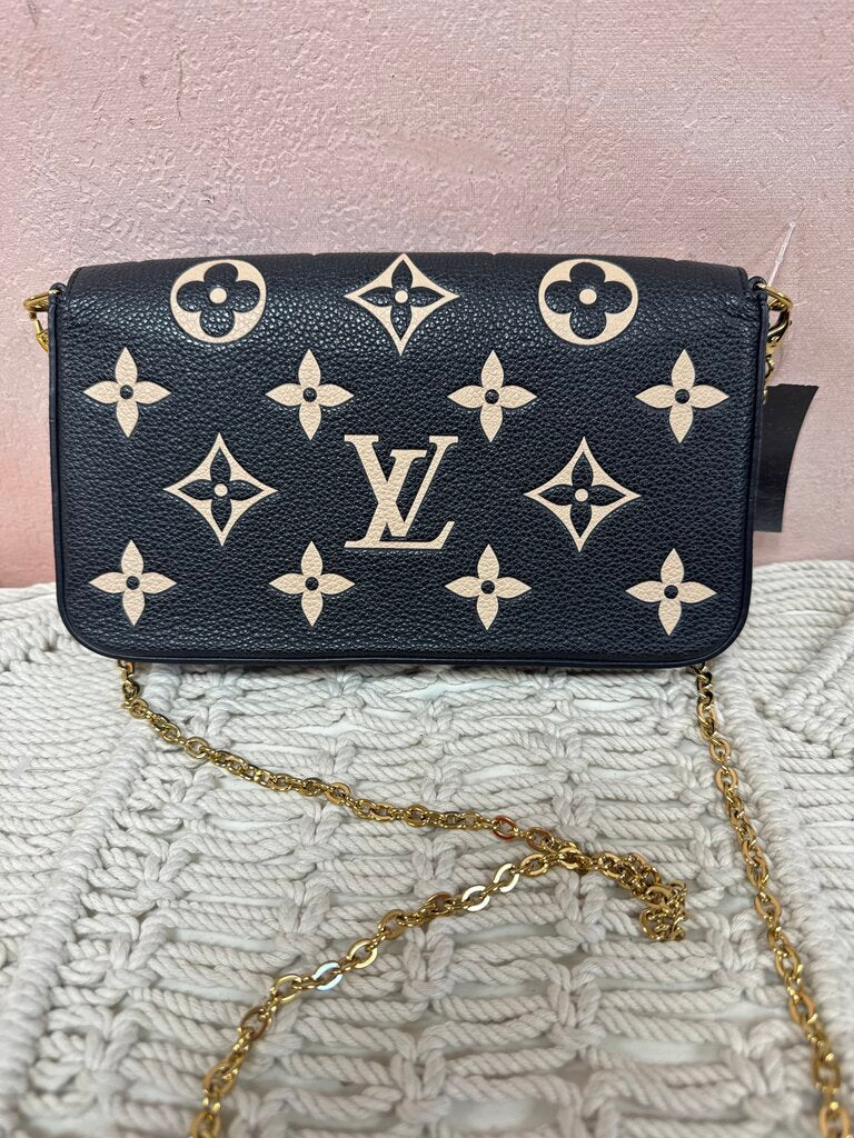 Louis Vuitton Bi-Color Black and Cream Giant Monogram Felicie Pochette Crossbody