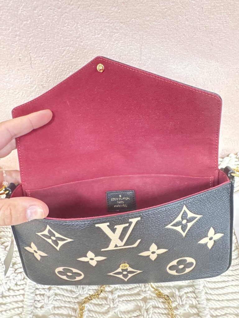 Louis Vuitton Bi-Color Black and Cream Giant Monogram Felicie Pochette Crossbody