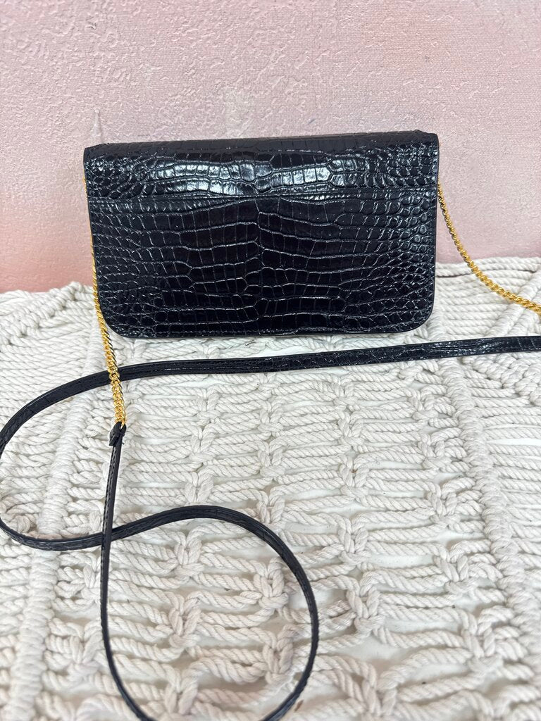 YSL Black Embossed Phone Holder w/Dust Bag