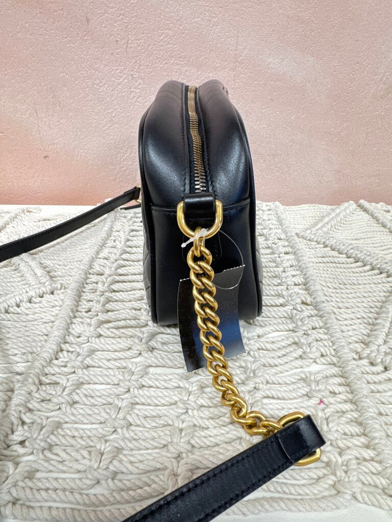 Gucci Black Chevron Marmont Shoulder Bag