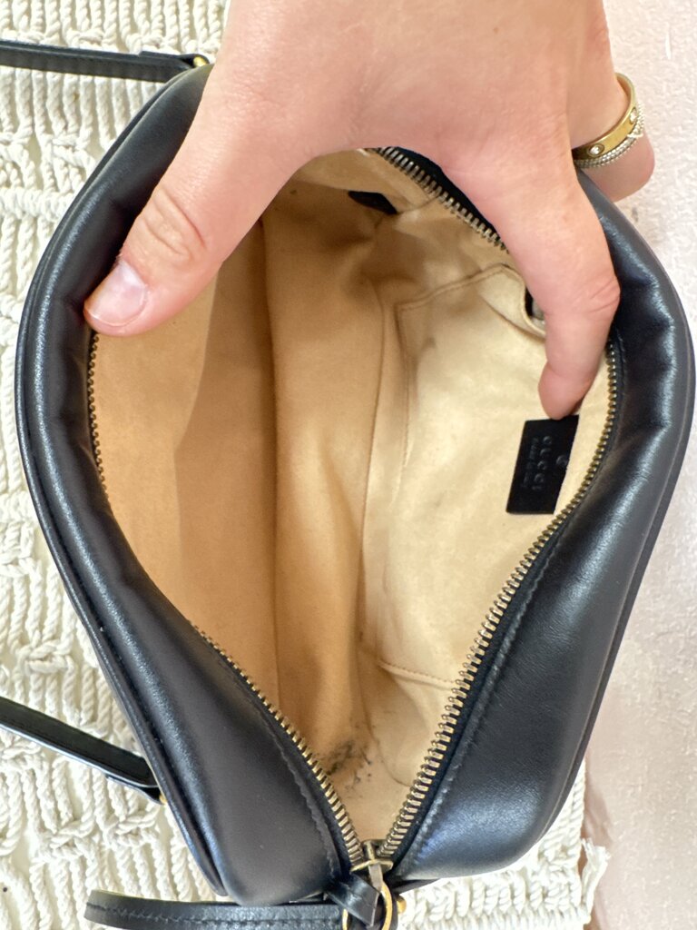 Gucci Black Chevron Marmont Shoulder Bag