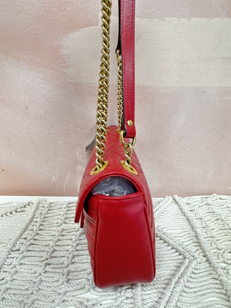 Gucci Hibiscus Marmont Chevron Shoulder Bag w/Dustbag