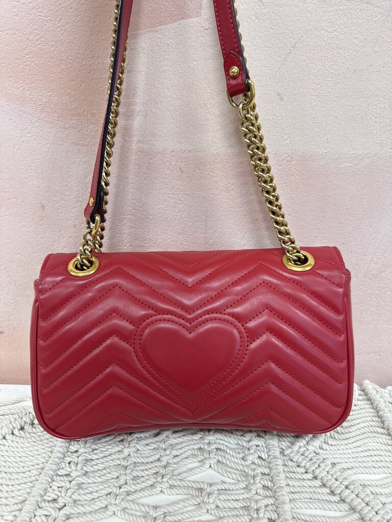 Gucci Hibiscus Marmont Chevron Shoulder Bag w/Dustbag