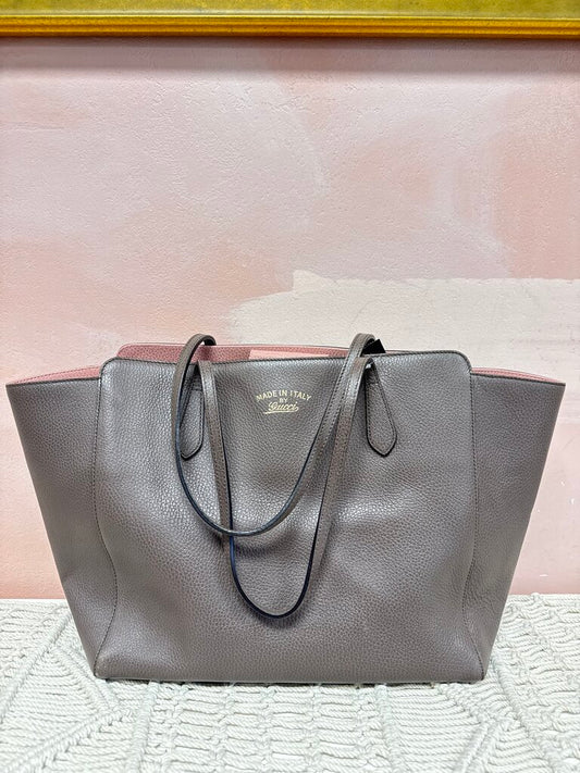 Gucci Taupe Leather Swing Tote