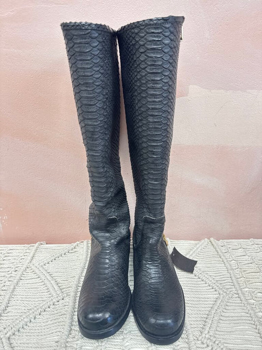 Jimmy Choo Black Embossed Tall Boot