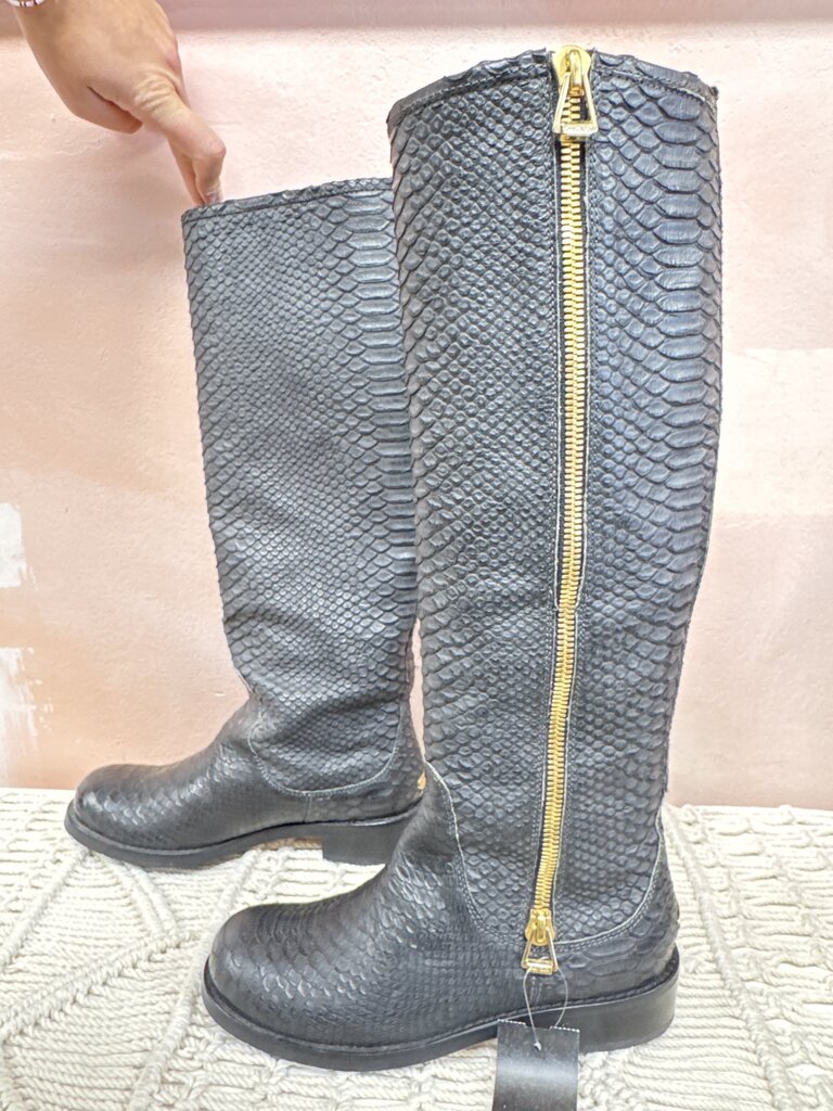 Jimmy Choo Black Embossed Tall Boot