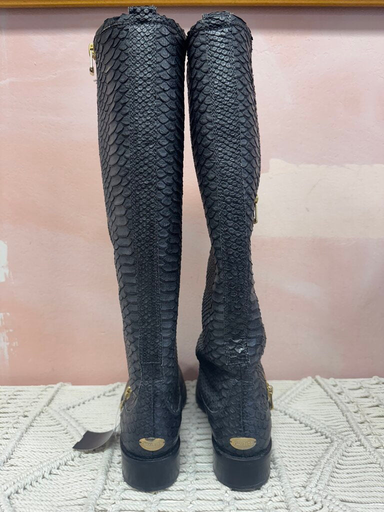 Jimmy Choo Black Embossed Tall Boot