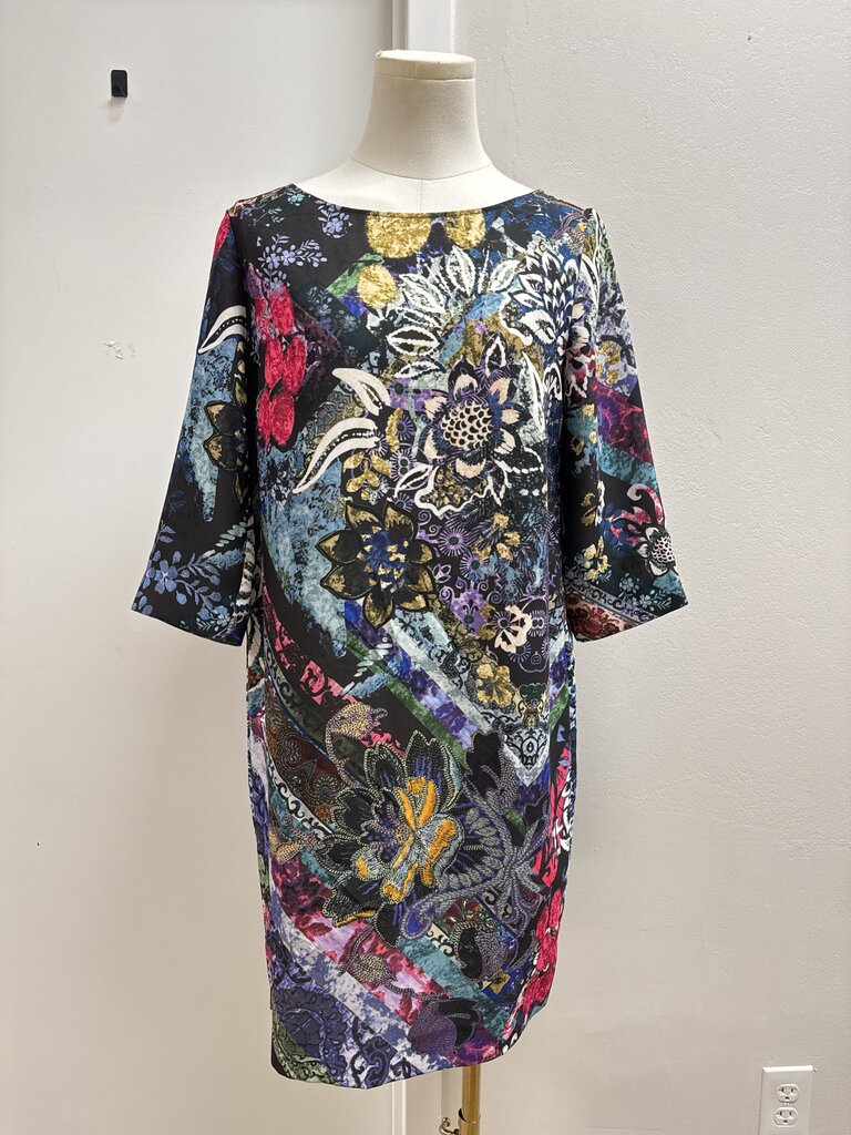 Fuzzi Black Floral Sheath Dress