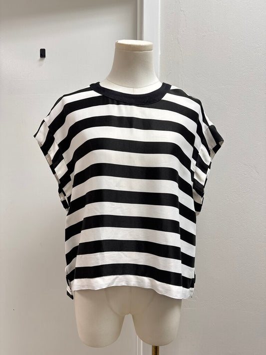 Maeve Black and White Striped Top