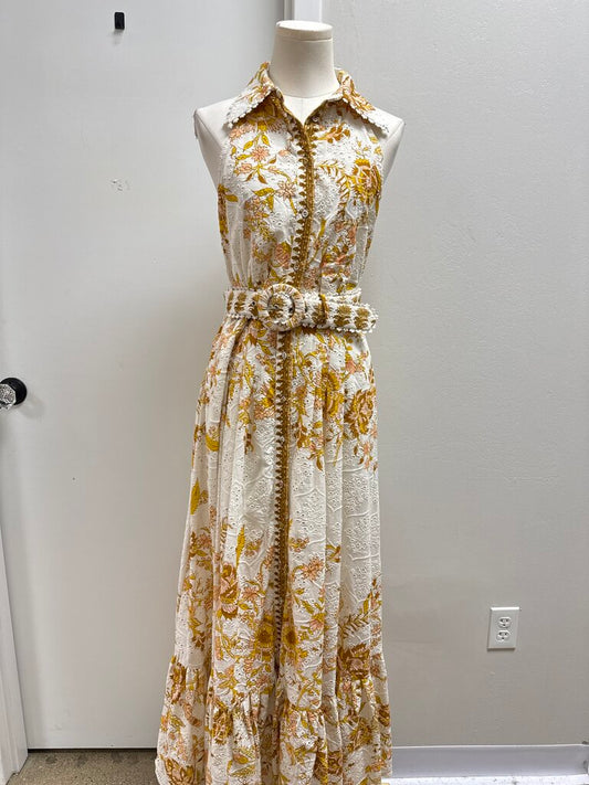 Hemant & Nandita Floral Belted Maxi Dress