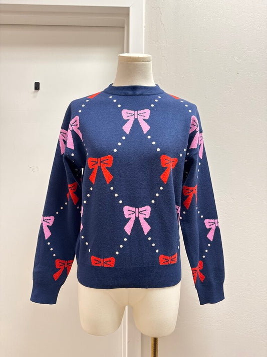 THML Blue Bow Print Sweater