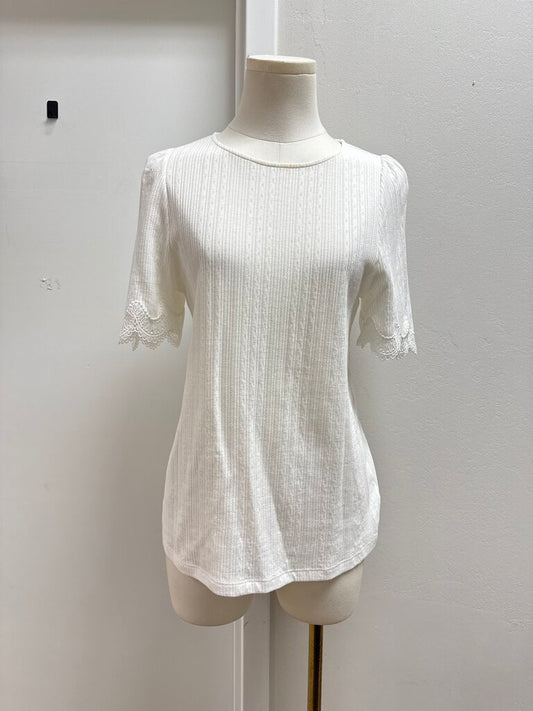 Sezane Ivory Pointelle Top