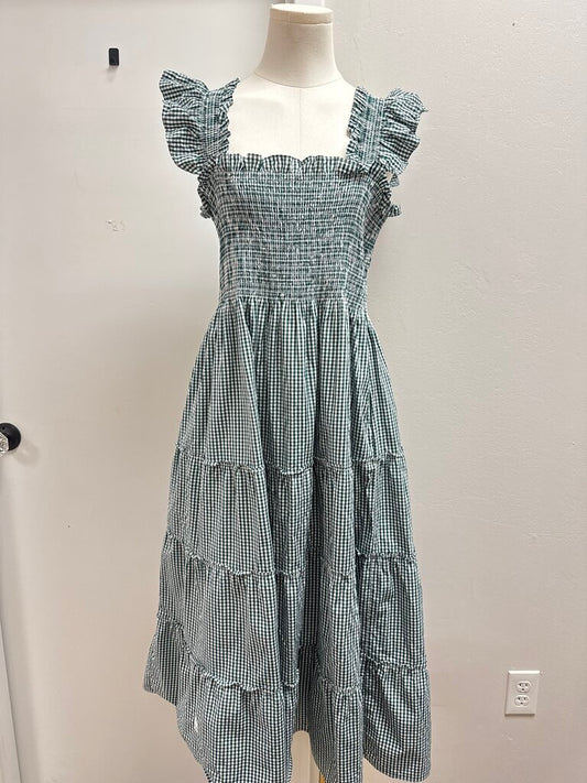 Hill House Green Gingham Maxi Dress