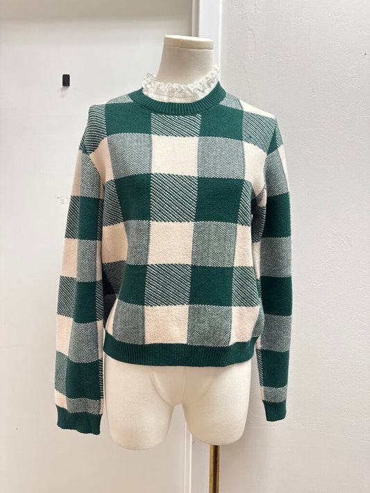 Anthropologie Green Plaid Sweater