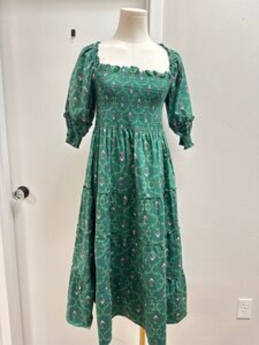 Hill House Green Floral Maxi Dress
