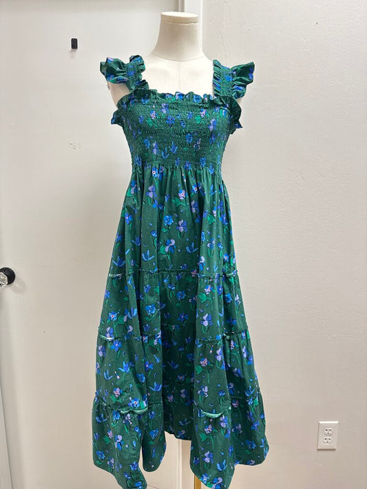 Hill House Dark Green Floral Maxi Dress