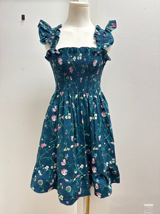 Hill House Green Floral Mini Dress