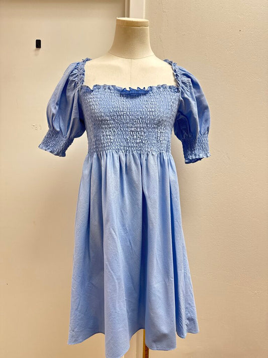 Hill House Light Blue Smocked Mini Dress