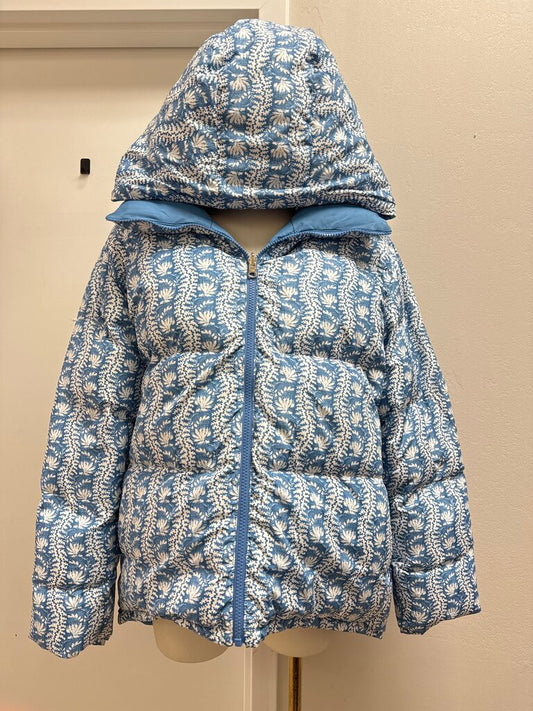 Hill House Blue Floral Down Puffer Reversible Jacket