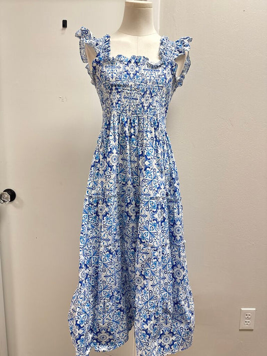 Hill House Blue and White Maxi Dress
