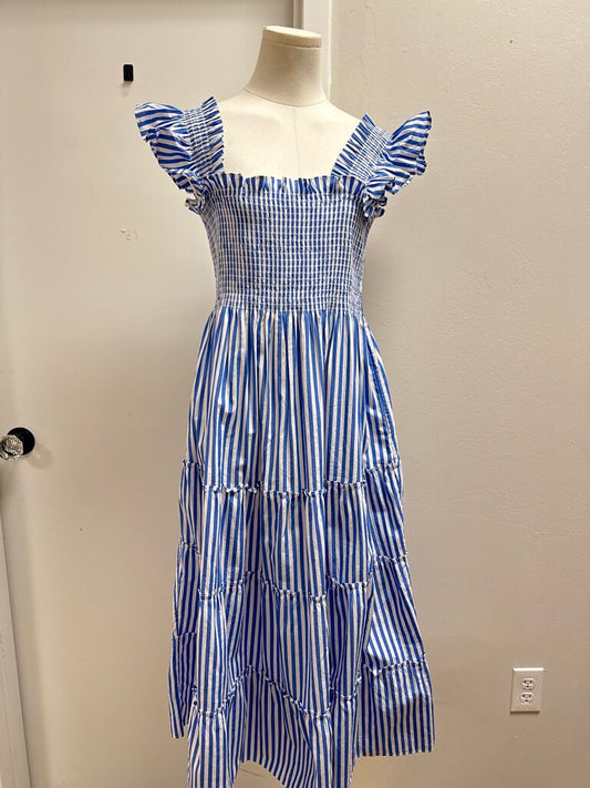 Hill House Blue and White Striped Maxi Dress