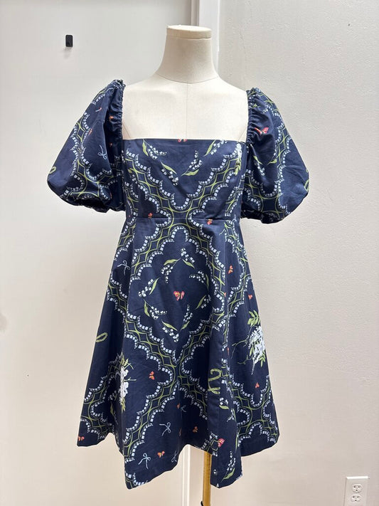 Hill House Navy Floral Puff Sleeve Mini Dress