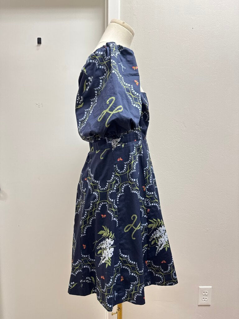 Hill House Navy Floral Puff Sleeve Mini Dress