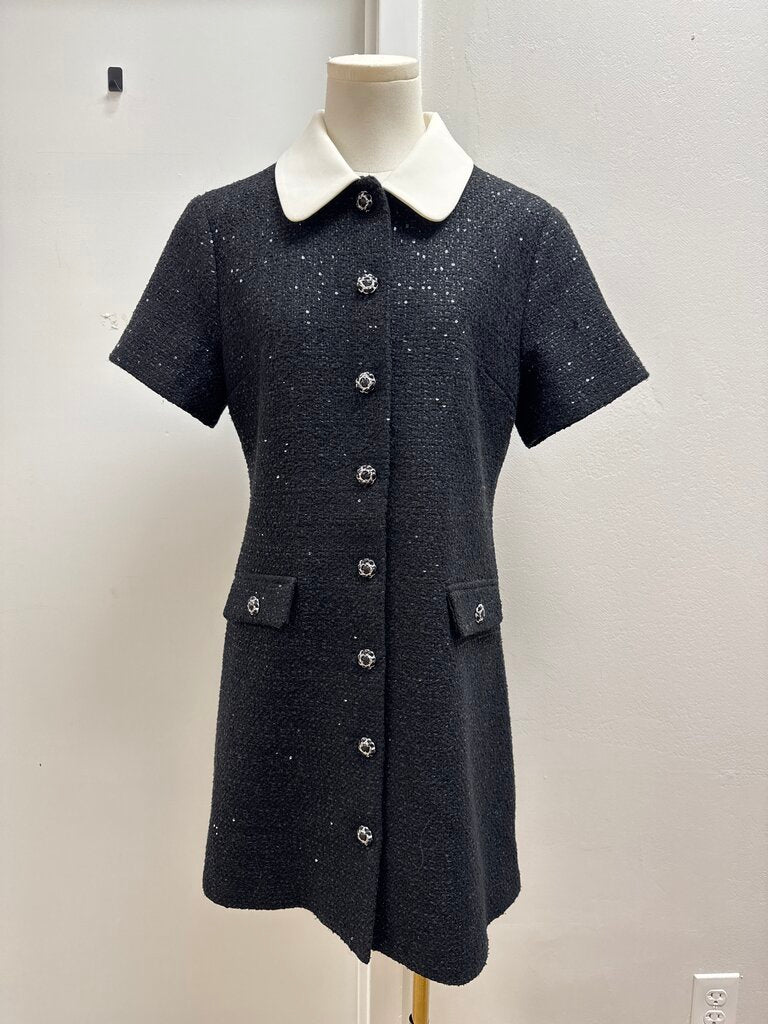 English Factory Black Tweed Mini Dress