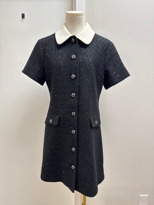 English Factory Black Tweed Mini Dress