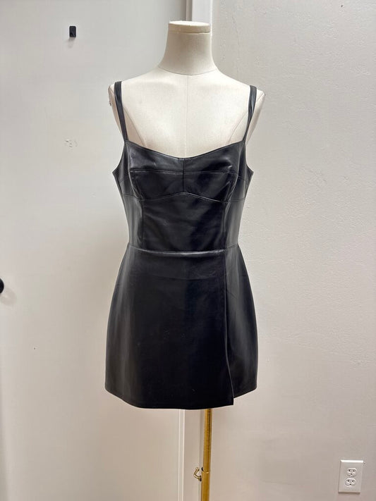 Amanda Uprichard Black Faux Leather Romper