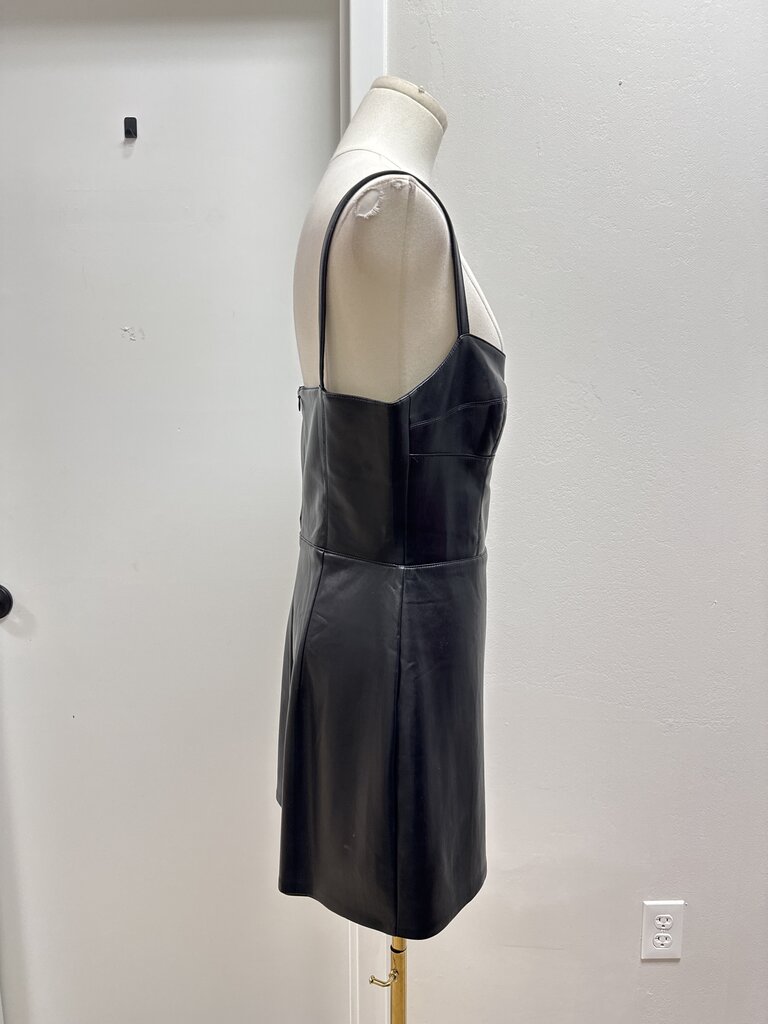 Amanda Uprichard Black Faux Leather Romper