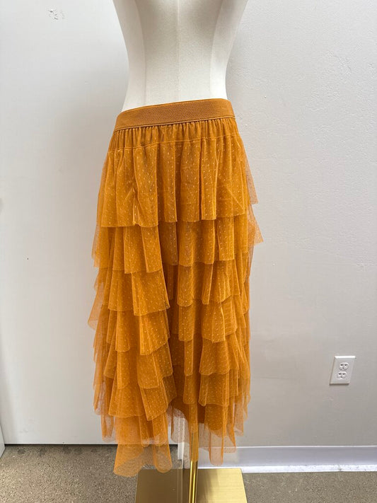 Anthropologie Mustard Tulle Maxi Skirt