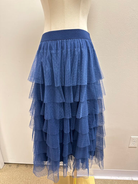 Anthropologie Navy Tulle Maxi Skirt