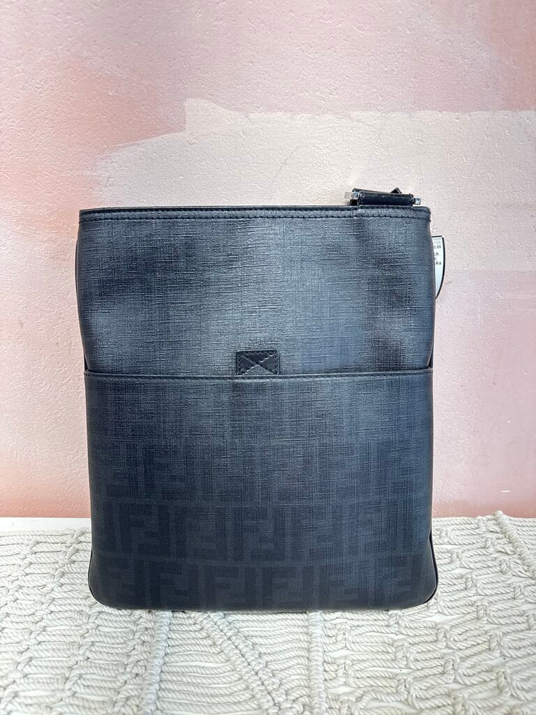 Fendi Black Zucca Spalmati Messenger Bag (As Is)