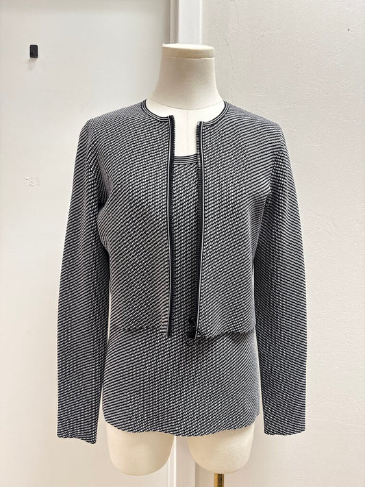 Akris Black and White Shell and Cardigan