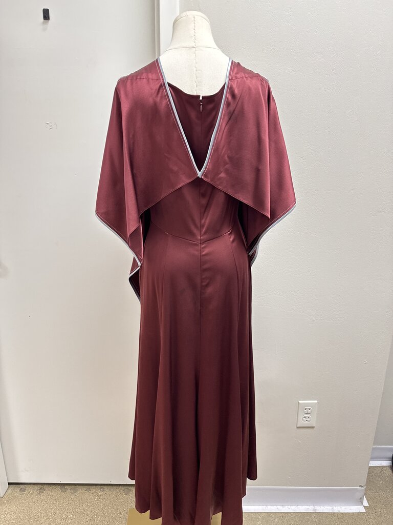Sies Marjan Maroon Silk Flutter Sleeve Dress