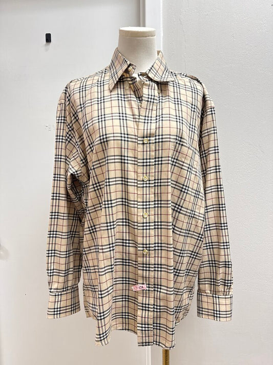 Burberry Tan Nova Check Button Up