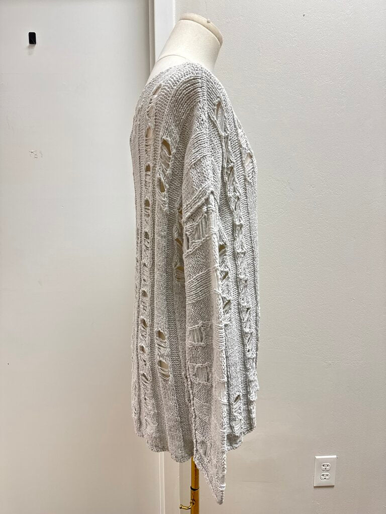 Sarah Pacini Grey Distressed Sweater NWT