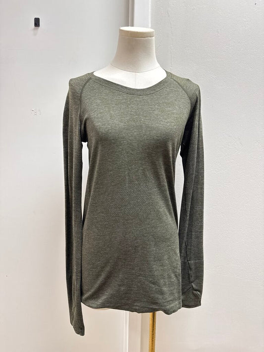 Lululemon Olive Marled Logo Tee
