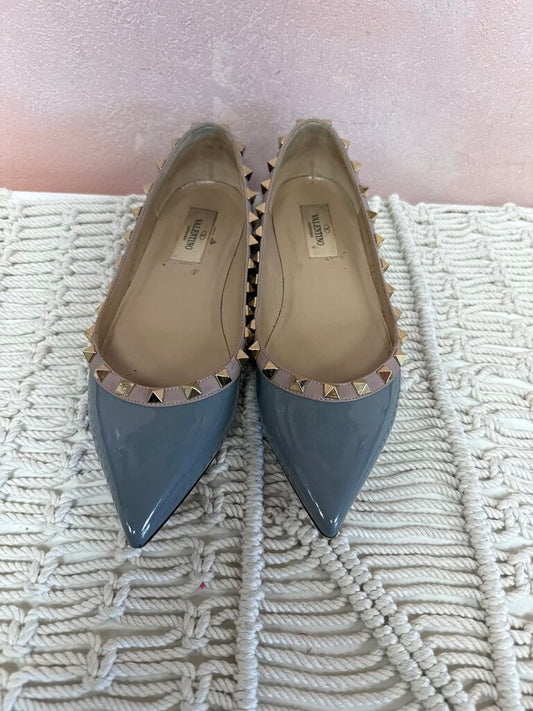 Valentino Grey Rockstud Patent Flat