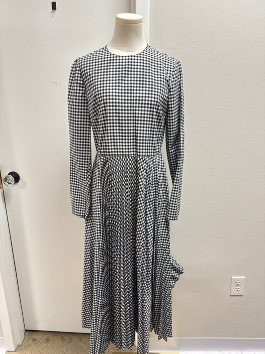 Red Valentino Black and White Gingham Midi Dress